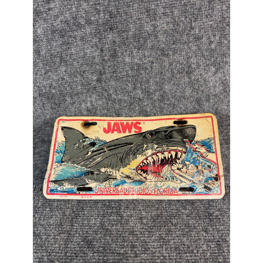 Vintage Jaws Universal Studios Florida Souvenir License Plate Embossed Metal